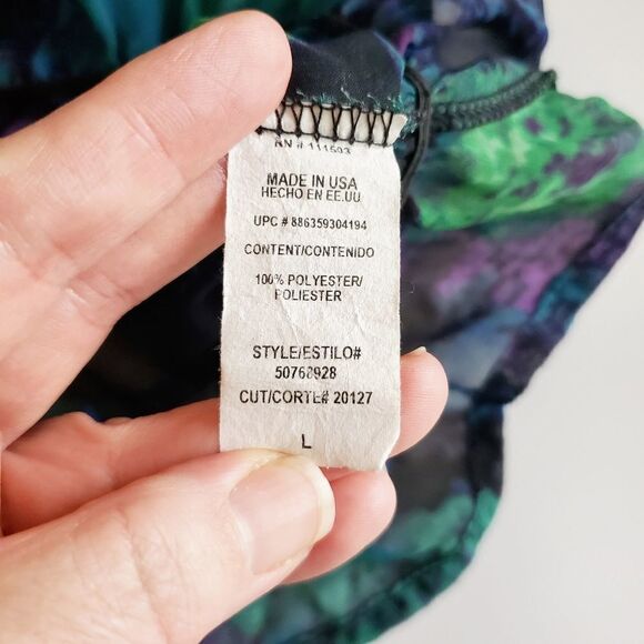 1201 * Lily Rose Floral Sheer Blouse Blue Green Size L - Picture 4 of 10